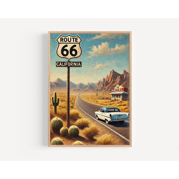 Route 66 California Vintage Road Trip Travel Print Unframed Paper Poster 8x10in