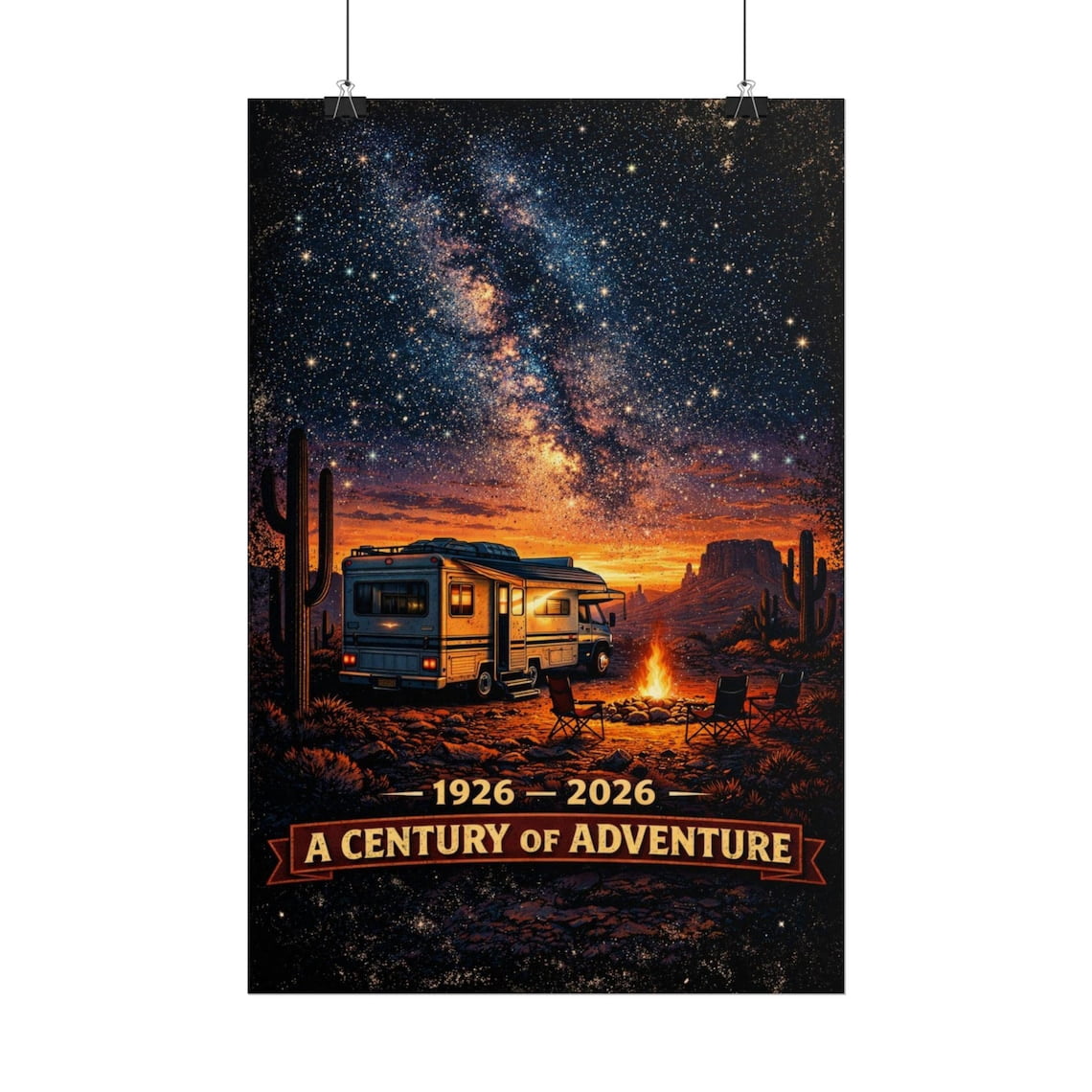 Poster Rv 6 Route 66 Centennial RV Camping Poster | Desert Night Sky & Milky Way ...