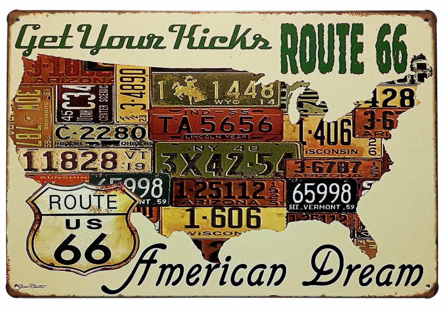 Route 66 Decor Us Road License - Metal Bar Wall Plaque Retro Vintage ...