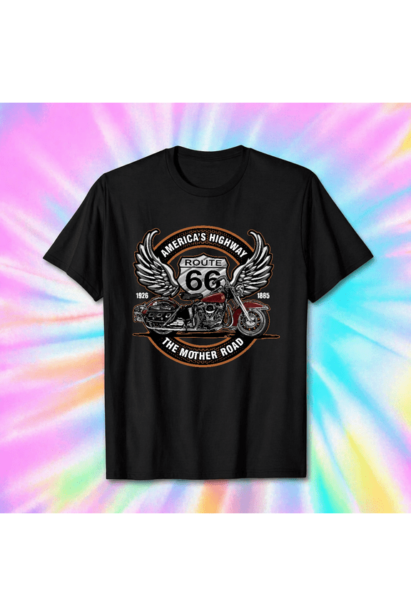 Route 66 Eagle Retro Biker Road Trip Vintage Graphic Unisex T-Shirt V19366, S-5XL