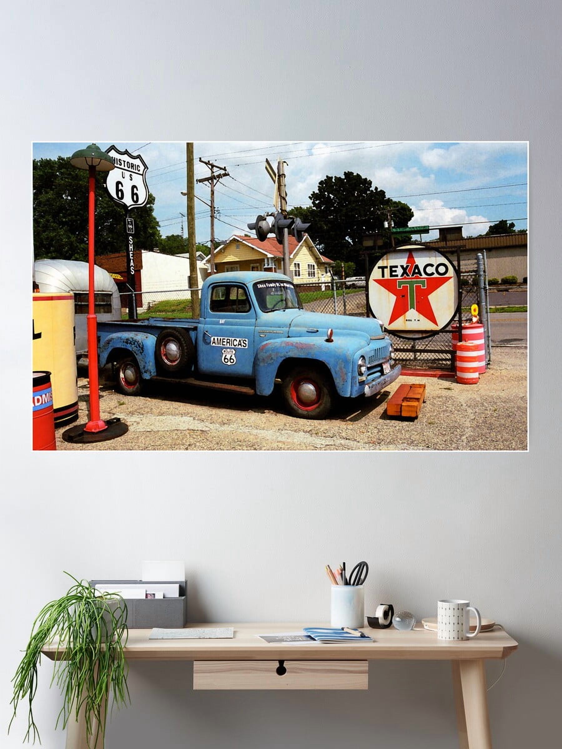 Route 66 - Gas Station With Watercolor Style Effect Poster Wall Art ...