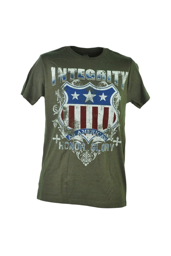 Integrity American Honor Glory Distressed Shield Tshirt Tee Men XLarge