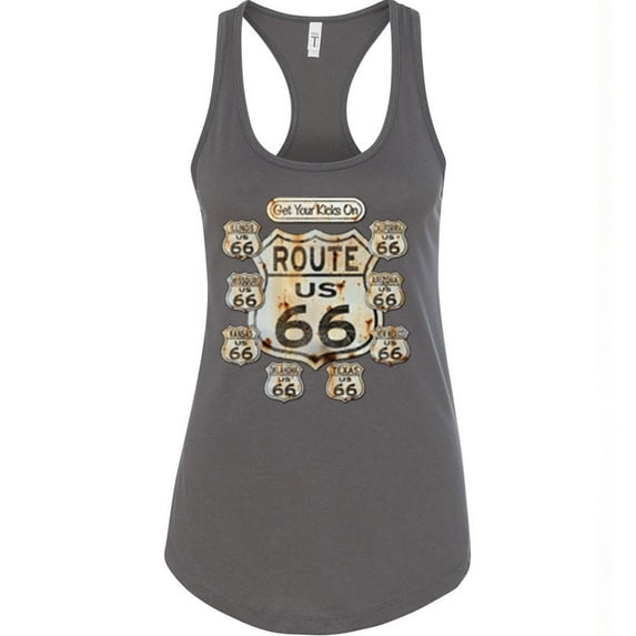 Route 66 LADY TANK TOP Route Us 66 Women Tank Top Get Your Kick On Route 66 Color Charcoal Size X-Large