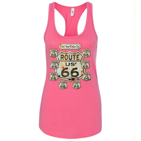 Route 66 LADY TANK TOP Route Us 66 Women Tank Top Get Your Kick On Route 66 Color Hot Pink Size XX-Large