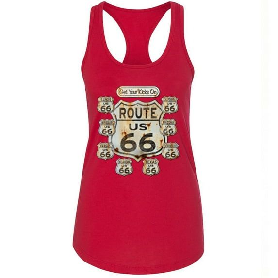 Route 66 LADY TANK TOP Route Us 66 Women Tank Top Get Your Kick On Route 66 Color Red Size Large