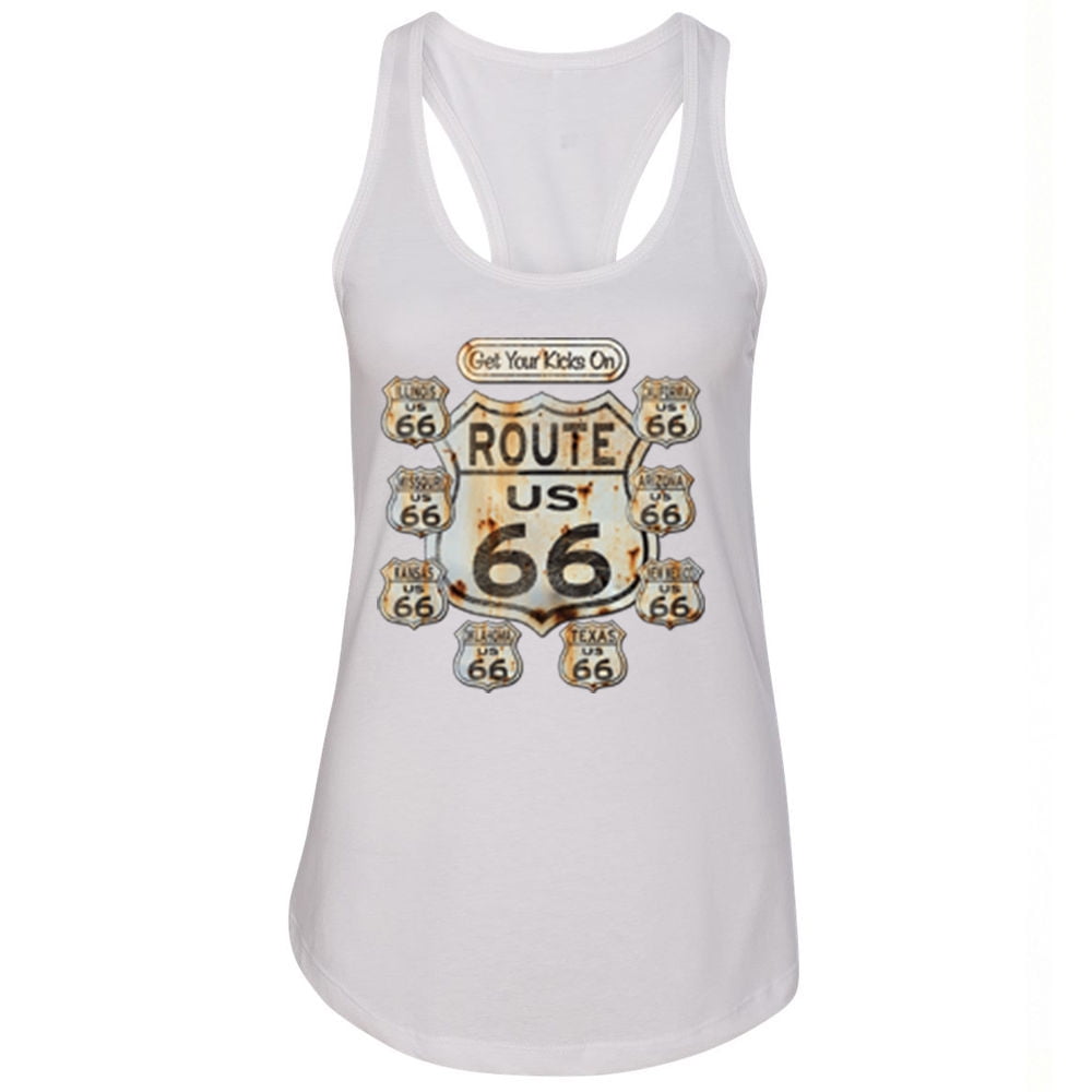 Route 66 LADY TANK TOP Route Us 66 Women Tank Top Get Your Kick On Route 66  Color Black Size XX-Large