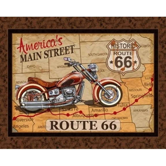 Route 66 Motorcycle Panel Cotton Fabric