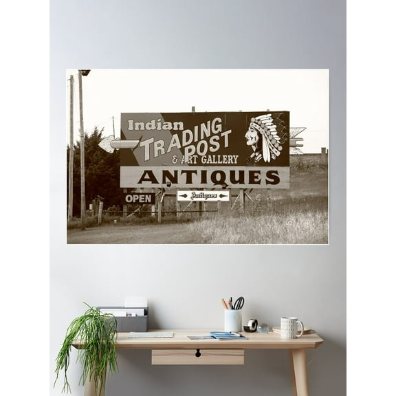 Route 66 - Oklahoma Trading Post Poster Wall Art, Modern Wall Decor For Living Room Bedroom, 24x36 UNFRAMED