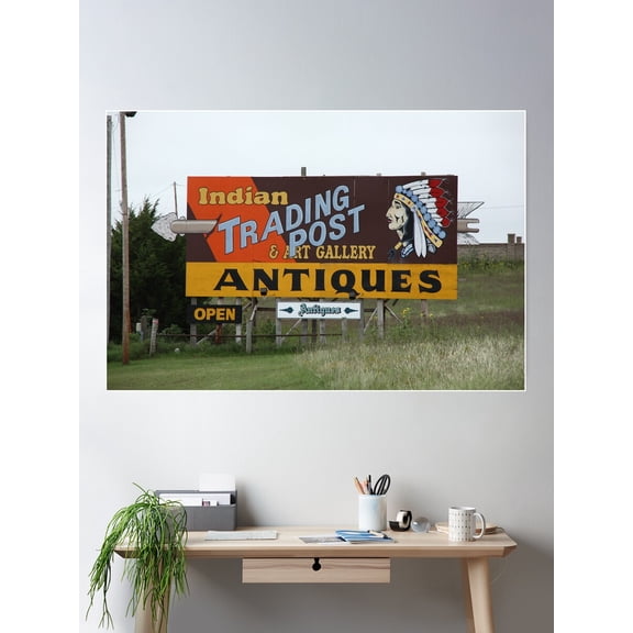 Route 66 - Oklahoma Trading Post Poster Wall Art, Modern Wall Decor For Living Room Bedroom, 8x12 UNFRAMED