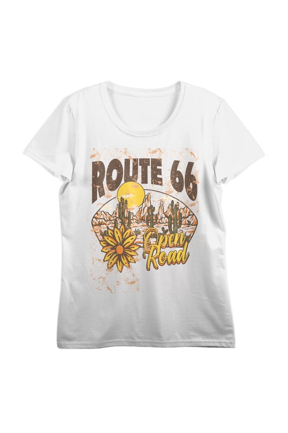 Route 66 Open Road Women's White Short Sleeve Tee-XL