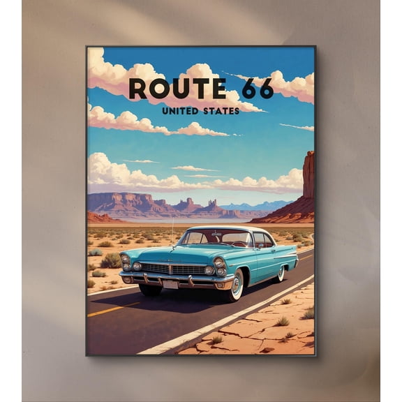 Route 66 Poster - Classic American Road Trip - Us Travel Decor Route 66 Vintage Poster - Route 66 Travel Decor , Poster Print Only