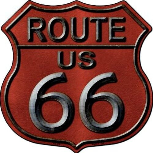 Route 66 Red Highway Shield Metal Sign Rustic Retro Fun US Home Wall Decor Size: 12"x 12"
