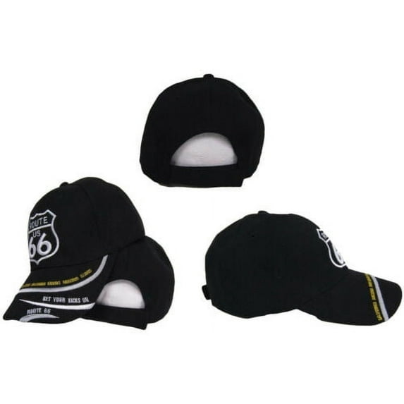 Route 66 Rte 66 Get Your Kicks State List Black Embroidered Cap Hat CAP981B TOPW