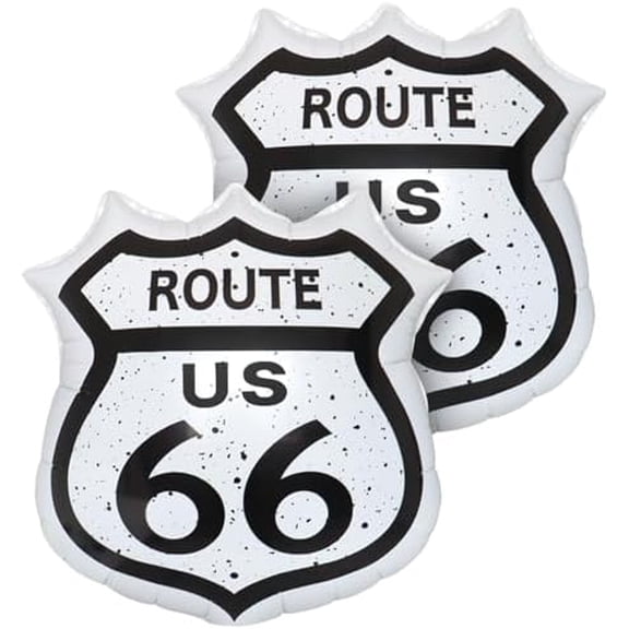 Route 66 Sign Balloons/Route 66 Decor/Vintage Traffic Race Car Themed Balloons/Garage Street Road Signs Country Room Decor/Road Trip Party Decorations/First Lap Around The Track Birthday Decorations