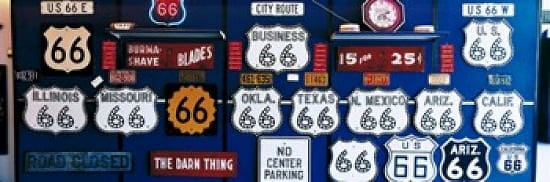 Route 66 Sign Collection Canvas Art - Panoramic Images (18 x 6)