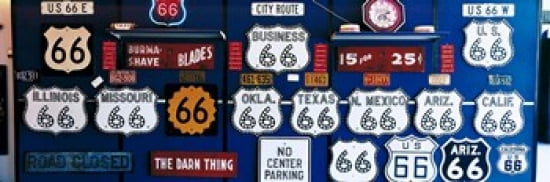 Route 66 Sign Collection Canvas Art - Panoramic Images (36 x 12)