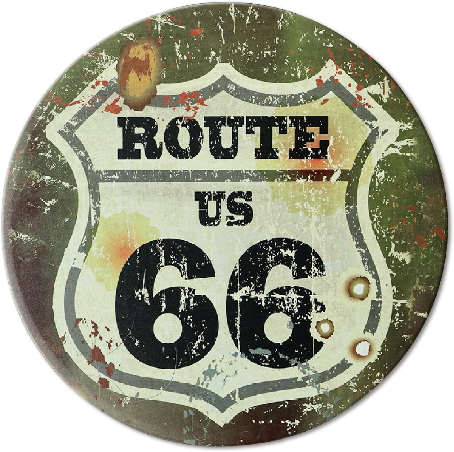 Route 66 Sign Vintage Round Metal Tin Decoration Suitable For Garage ...