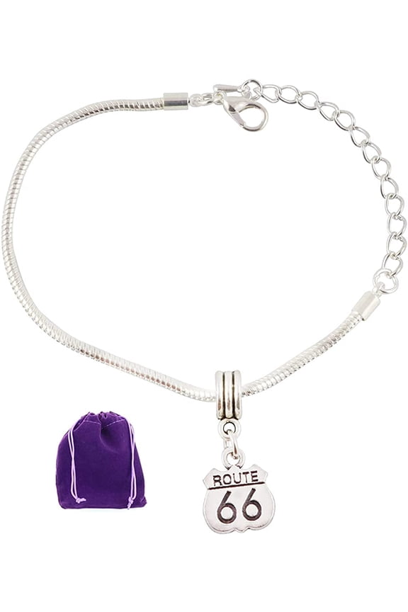 Route 66 Snake Chain Charm Bracelet
