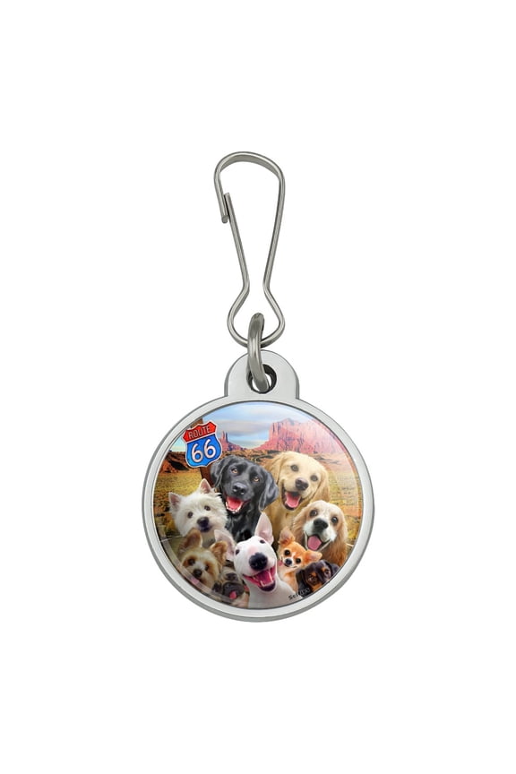 Route 66 Southwest Dogs Selfie Lab Retriever Westie Jacket Handbag Purse Luggage Backpack Zipper Pull Charm