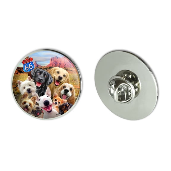 Route 66 Southwest Dogs Selfie Lab Retriever Westie Metal 1.1" Tie Tack Hat Lapel Pin Pinback