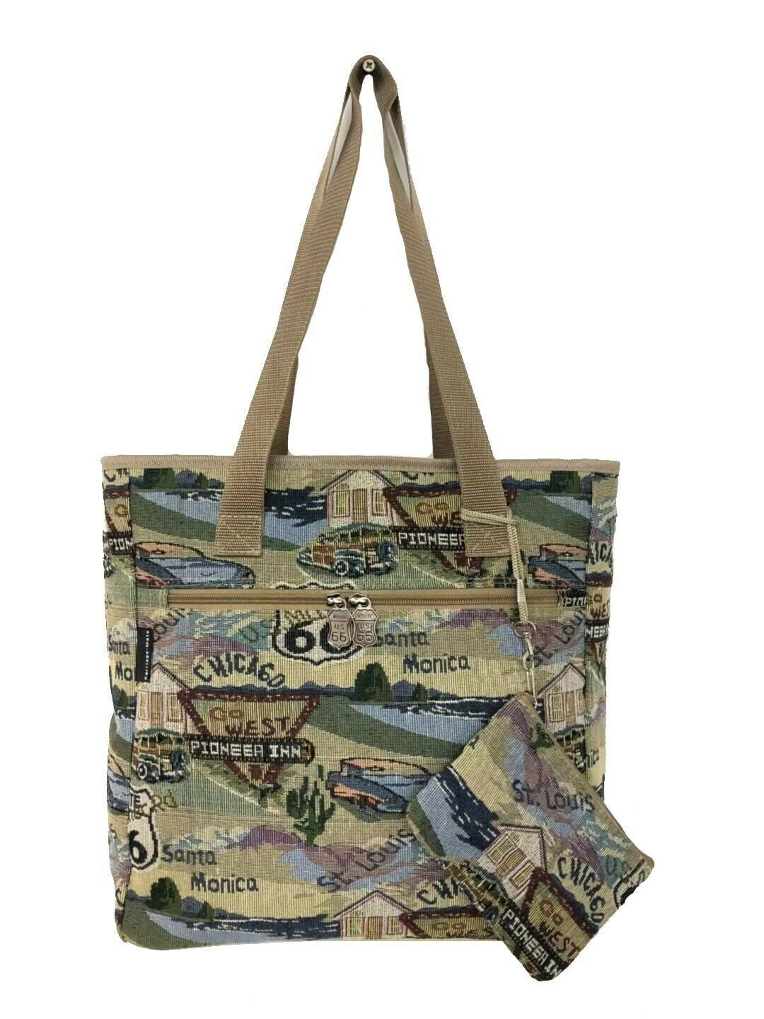 Route 66 Nostalgic Tapestry Tote Bag with Matching Coin Purse and
