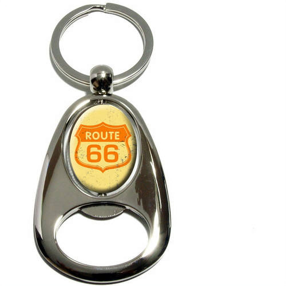 Route 66 Vintage, Chrome Plated Metal Spinning Oval Design Bottle
