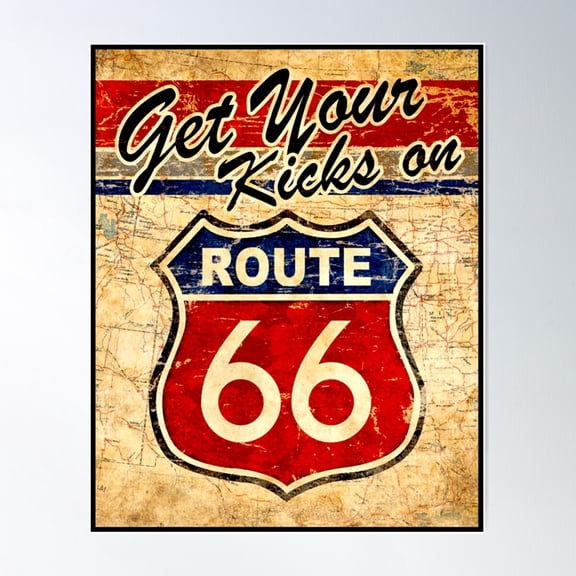 Route 66: Vintage Highway Sign Print Poster Wall Art, Modern Wall Decor For Living Room Bedroom, 16x24 UNFRAMED