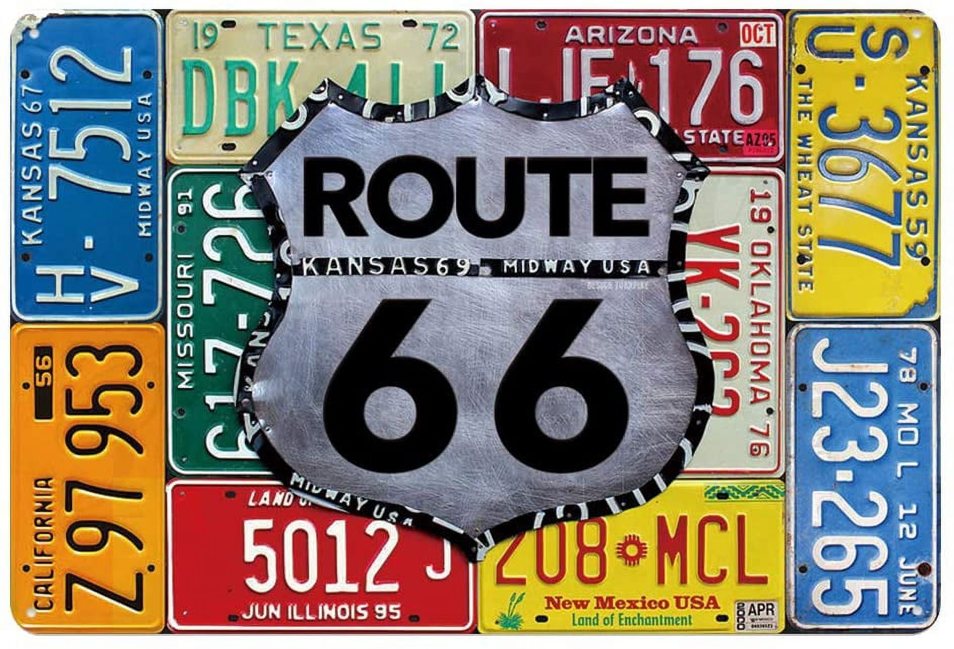 Route 66 car licence plate USA metal tin sign for Bar Cafe Garage Wall ...