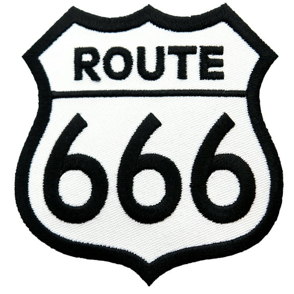 Route 666 Road Sign Embroidered Iron-On Patch