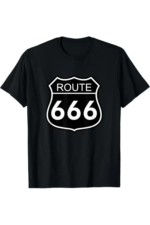 Route 666 V8 Road Sign Statement Design T-shirt