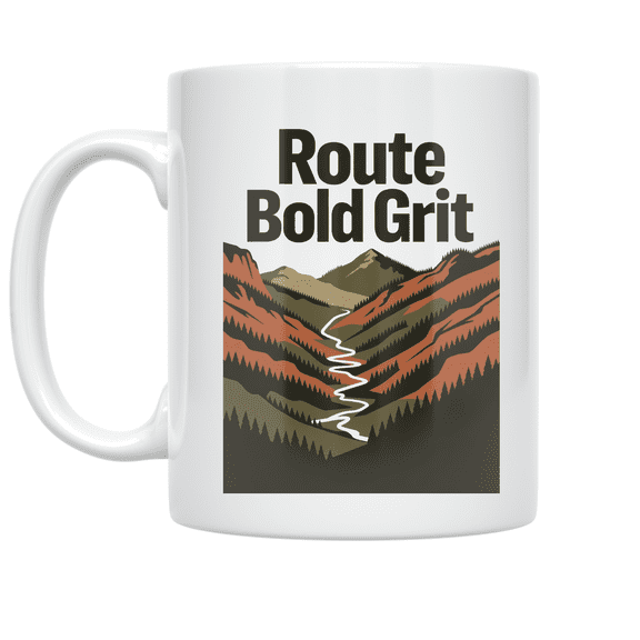 Route Bold Grit Terrain Map Design - Adventure Seeker - 11 oz Ceramic Coffee Mug