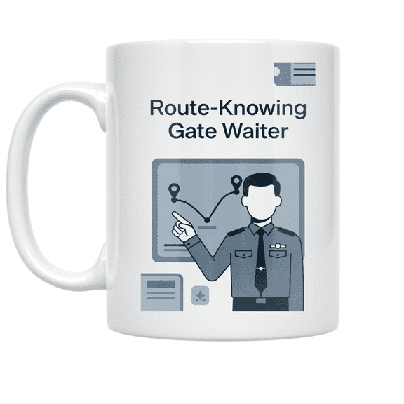 Route-Knowing Gate Waiter Design - Airport Enthusiast - 11 oz Ceramic Coffee Mug