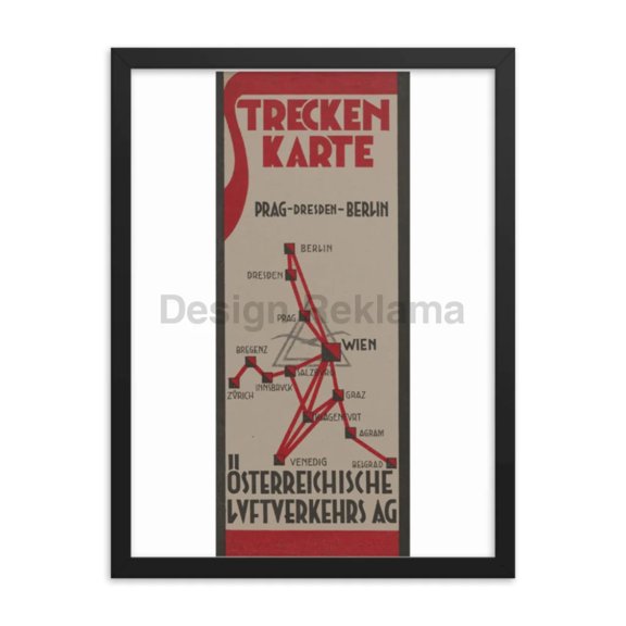 Route Map Austrian Airways 1932 Framed Vintage Travel Poster