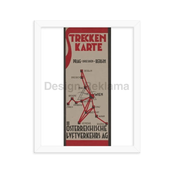 Route Map Austrian Airways 1932 Framed Vintage Travel Poster