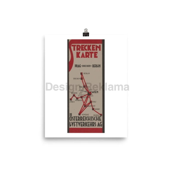 Route Map Austrian Airways 1932 Unframed Vintage Travel Poster