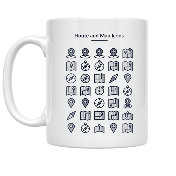 Route Map Icon Design - Delivery Driver Enthusiast - 11 oz Ceramic Coffee Mug