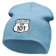 thumbnail image 1 of Route US 101 Sign Embroidered 8 Inch Short Beanie - Lt Blue OSFM, 1 of 5