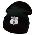 thumbnail image 1 of Route US 6 Embroidered 12 Inch Long Knitted Beanie - Black OSFM, 1 of 5