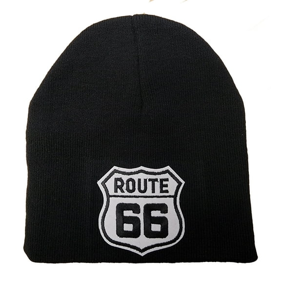 Route US 66 3D Patch Embroidery Beanie, Black