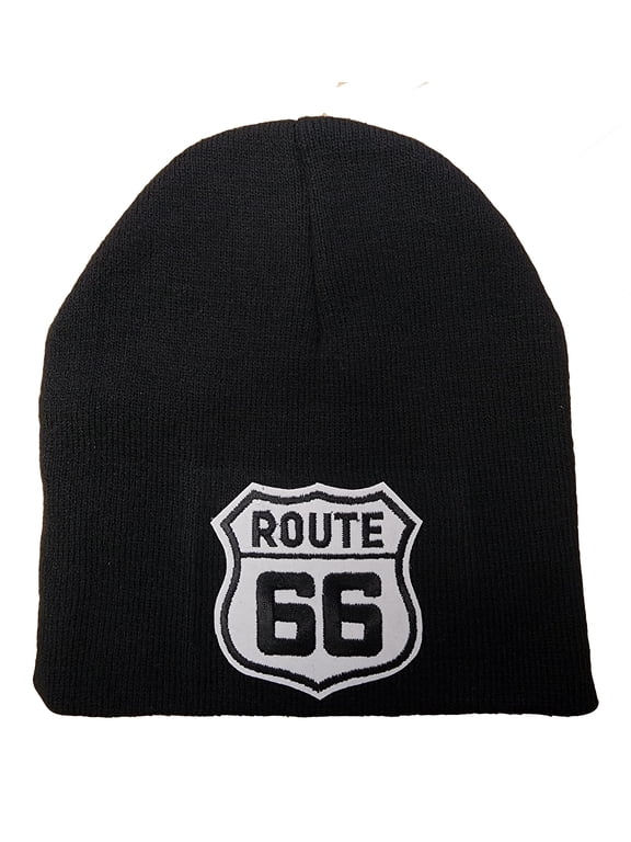 Route US 66 3D Patch Embroidery Beanie, Black