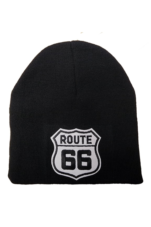 Route US 66 3D Patch Embroidery Beanie, Black
