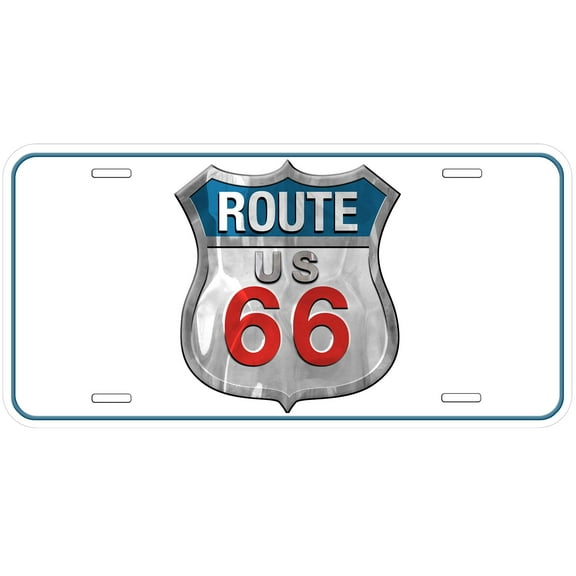 Route US 66 White Novelty Car Auto License Plate