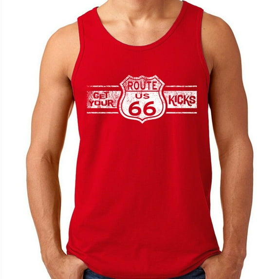 Route Us 66 Get Your Kick Vintage Print Mens Tank Top Color Red Large