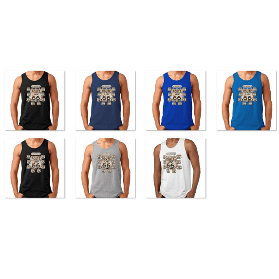Route Us 66 Your Kick On Route 66 Graphic Tee Man Tank Top Shirt Soft and Comfy Tank Top, Lightweight Tank Top Color White Size Medium
