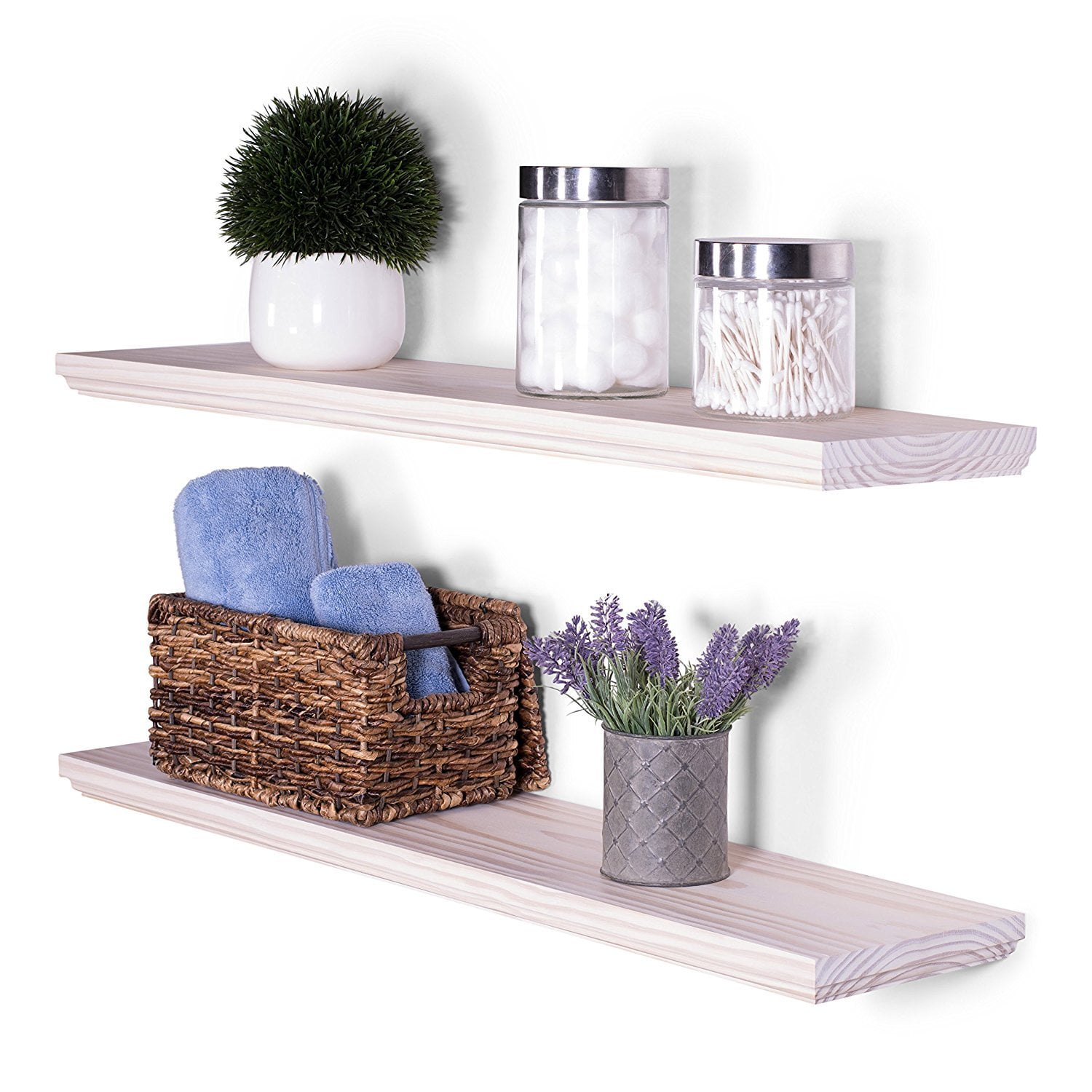 Routed Edge Pine Floating Shelves (Set of 2)