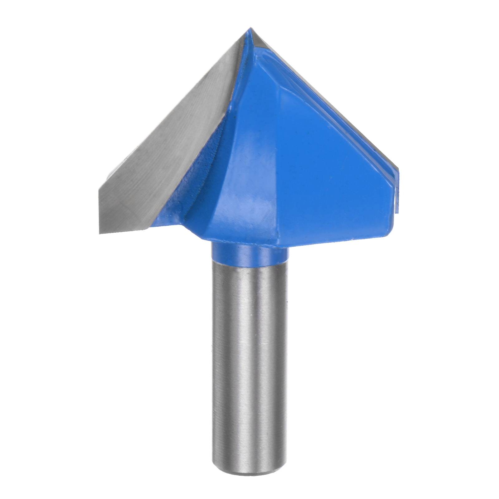 Router Bit 1/2" Shank 2" Dia 90 Degree V Type End Mill Carbide Edge Trimmer, Blue