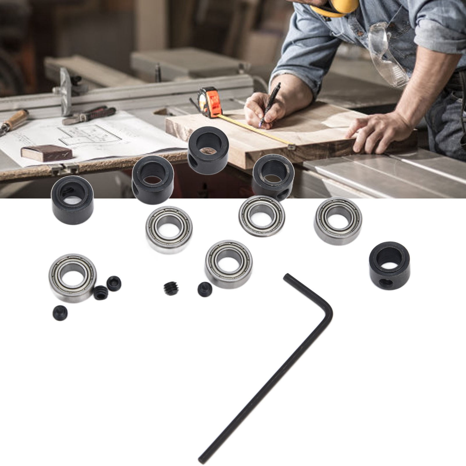 Router Bit Bearing, 5 Set Bottom Mounted Routers Bits Bearings 1/4in ID