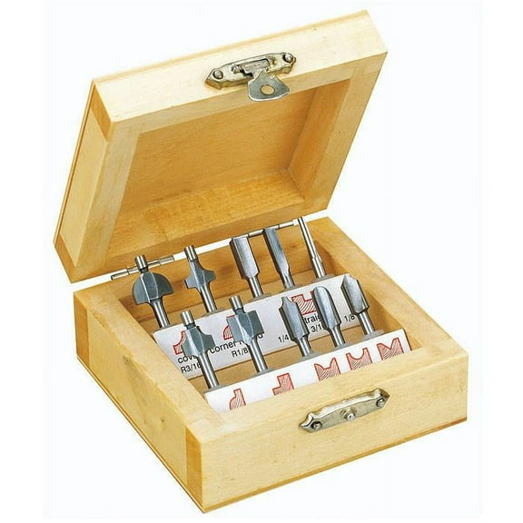 Router Bit Set, 10 pcs., in wooden box