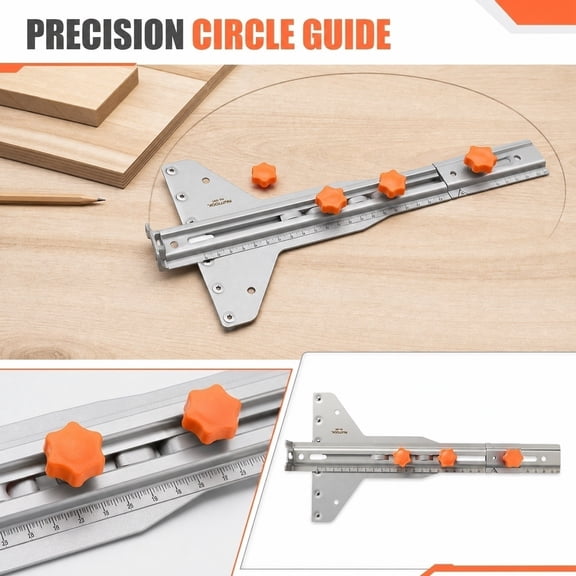 Router Circle Cutting Jig Woodworking Circle Cutter with Inch Markings Adjustable Trim Router Attachment for Precise Cutting Routing Hole and Arc Positioning 1 Pack