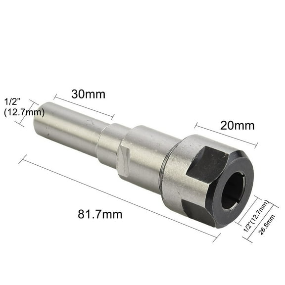 Router Collet/Extension Rod Router/Bit Adapter-Extender For 1/4 8Mm/12Mm Shank 1/2In Shank To 1/2In